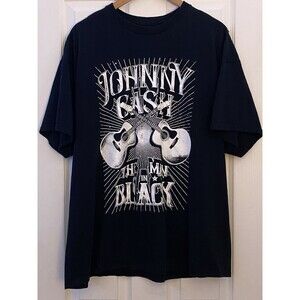 JOHNNY CASH THE MAN IN BLACK MEN'S GRAPHIC T-SHIRT SIZE 2XL NWOT